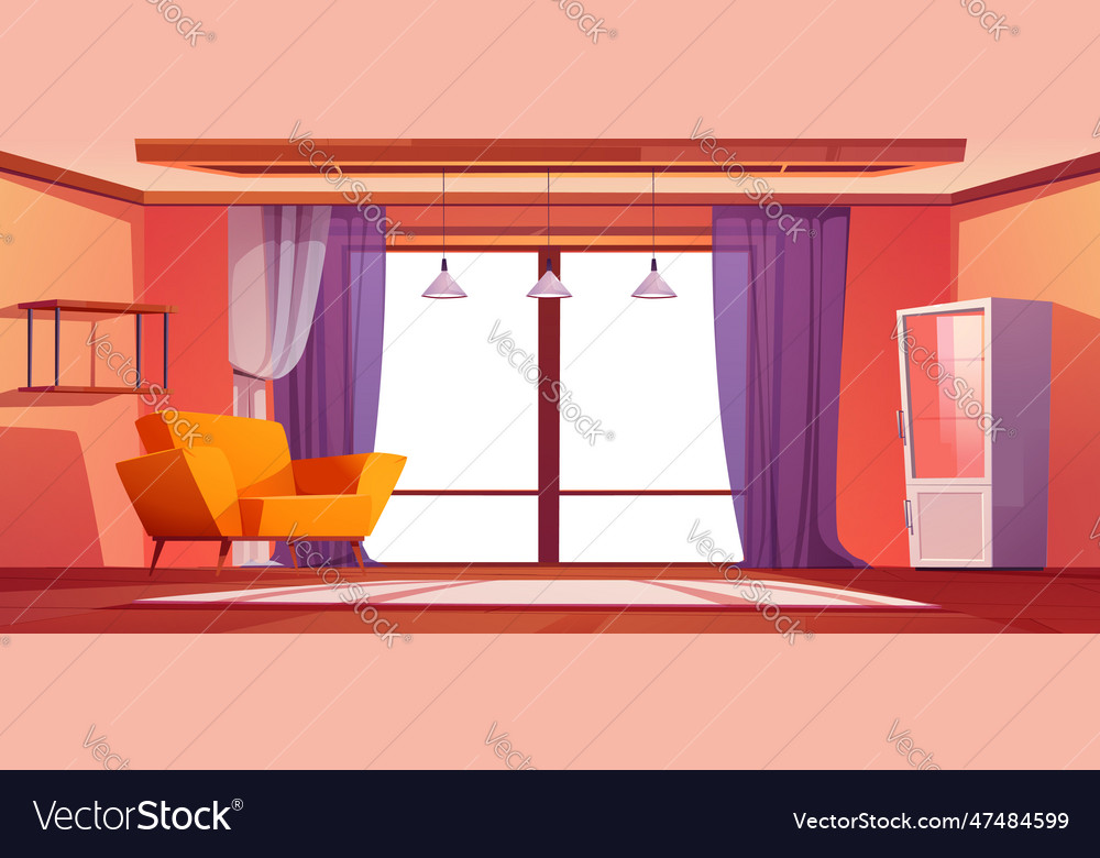 Empty home living room interior cartoon Royalty Free Vector