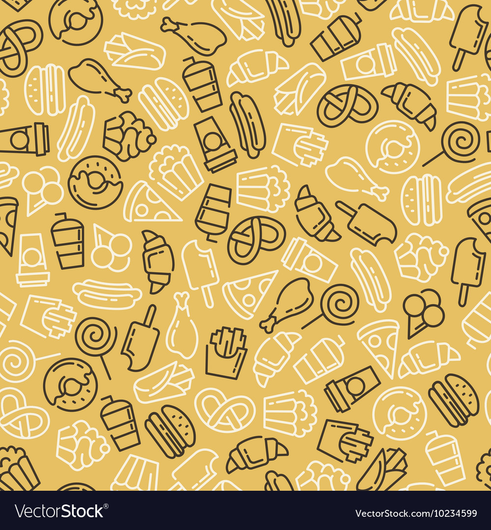 Fast food set of cartoon seamless pattern Vector Image