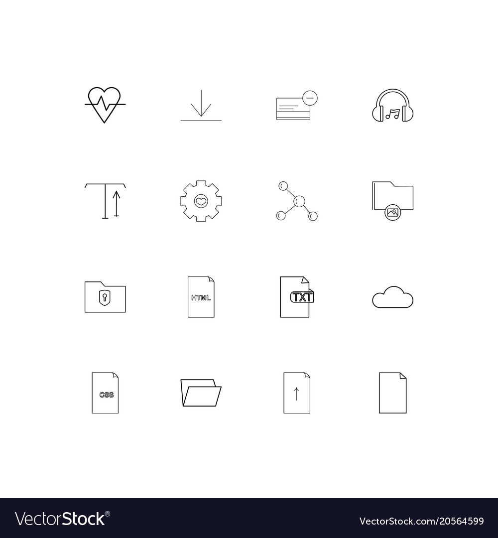 Files and folders sign simple linear icons set