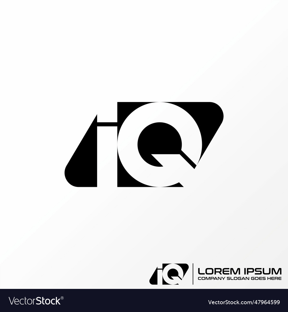 Letter iq or qi font negative space parallelogram Vector Image