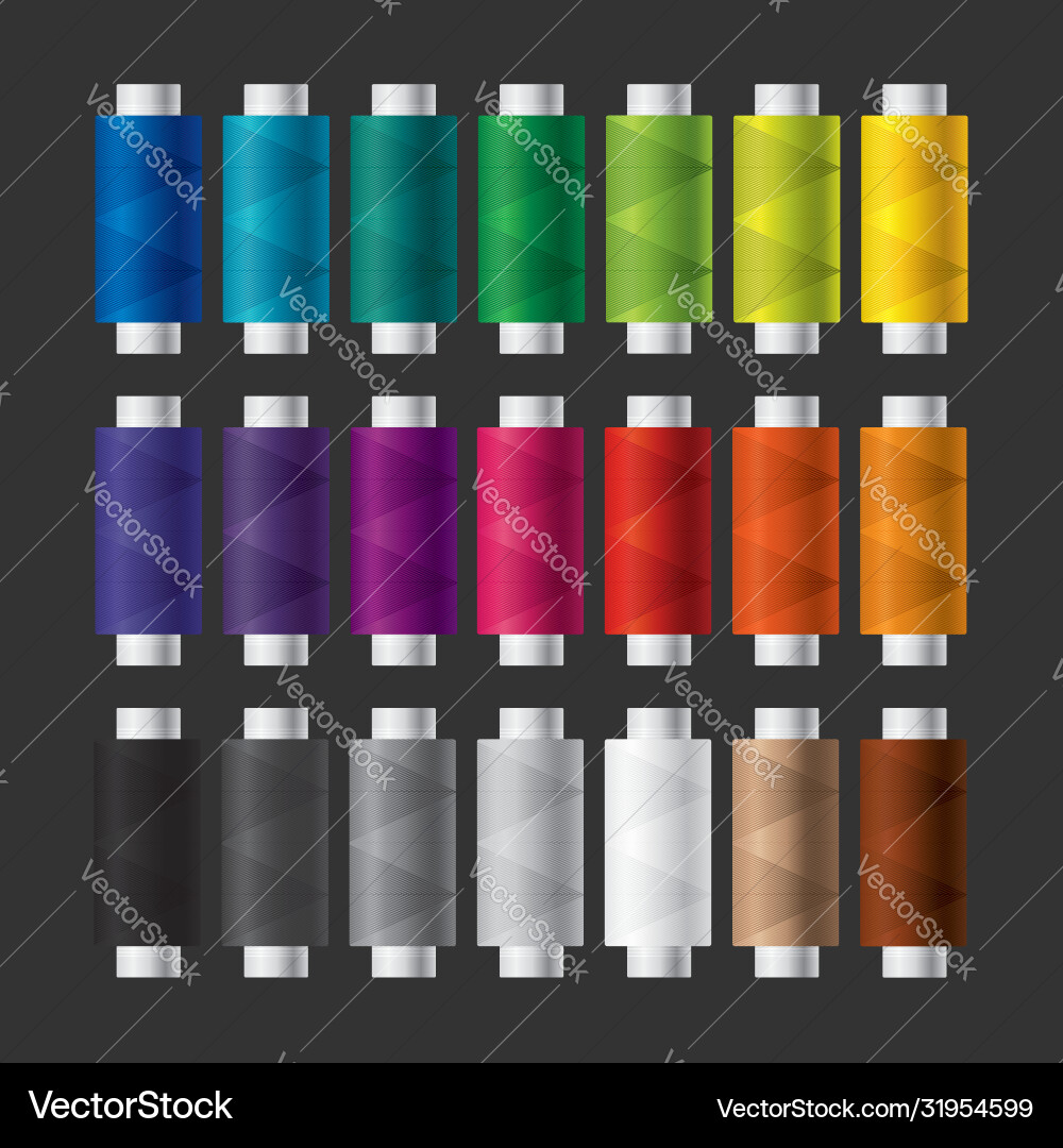 Set colorful spools thread for sewing Royalty Free Vector