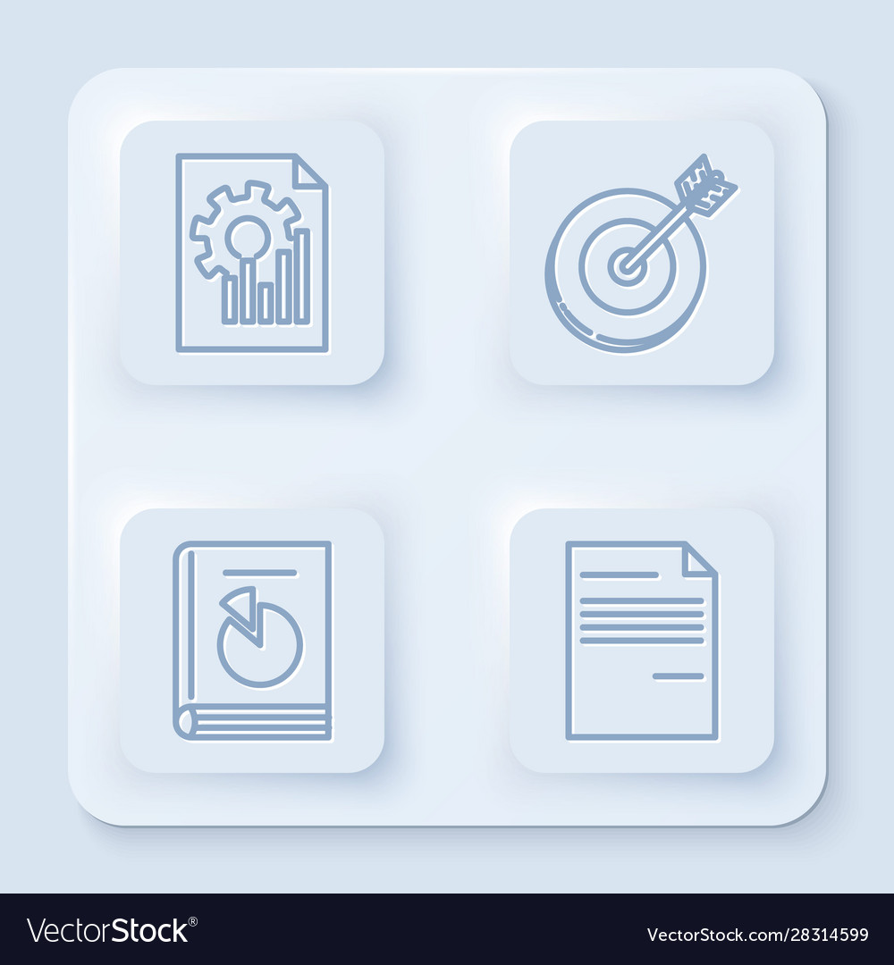 Set line document with graph chart target user vector image Set line document with graph chart target user