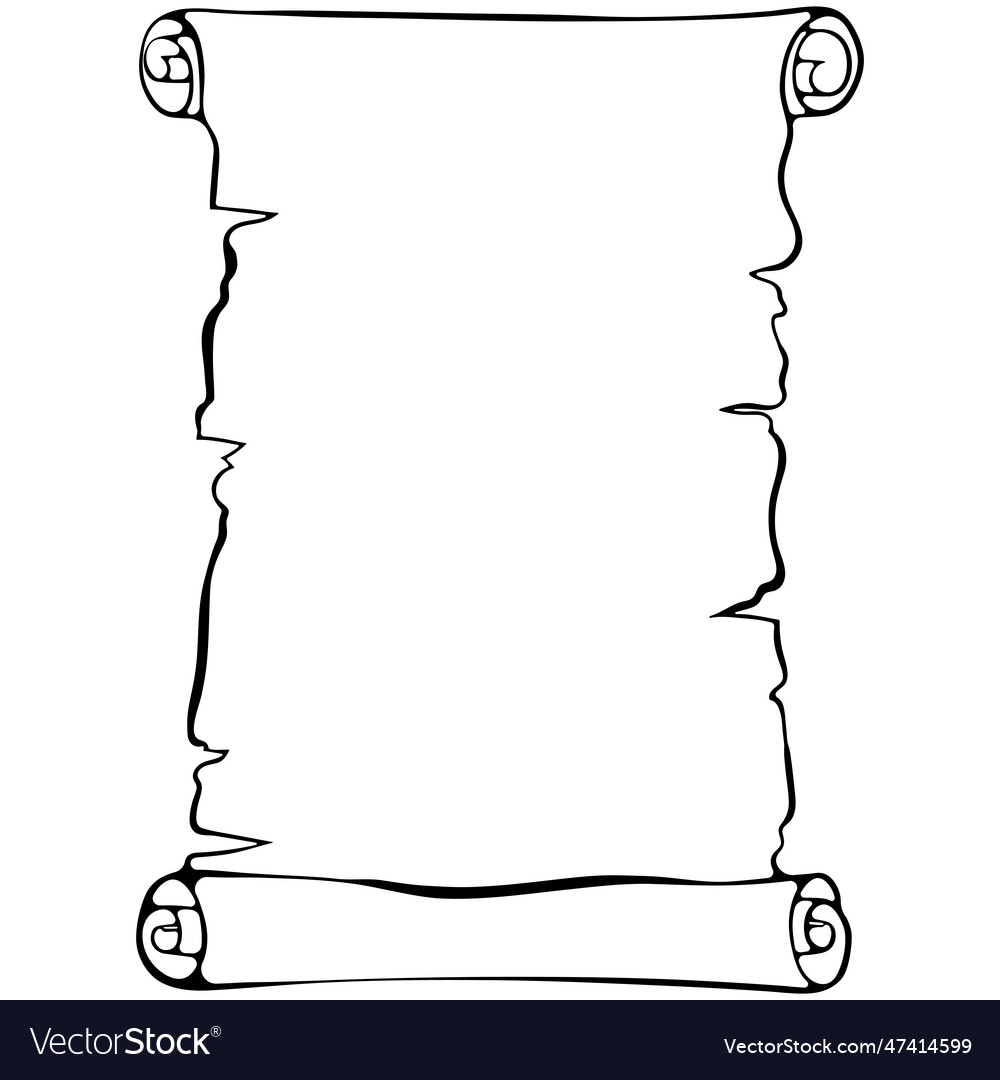 Vertical paper scroll outline drawing Royalty Free Vector