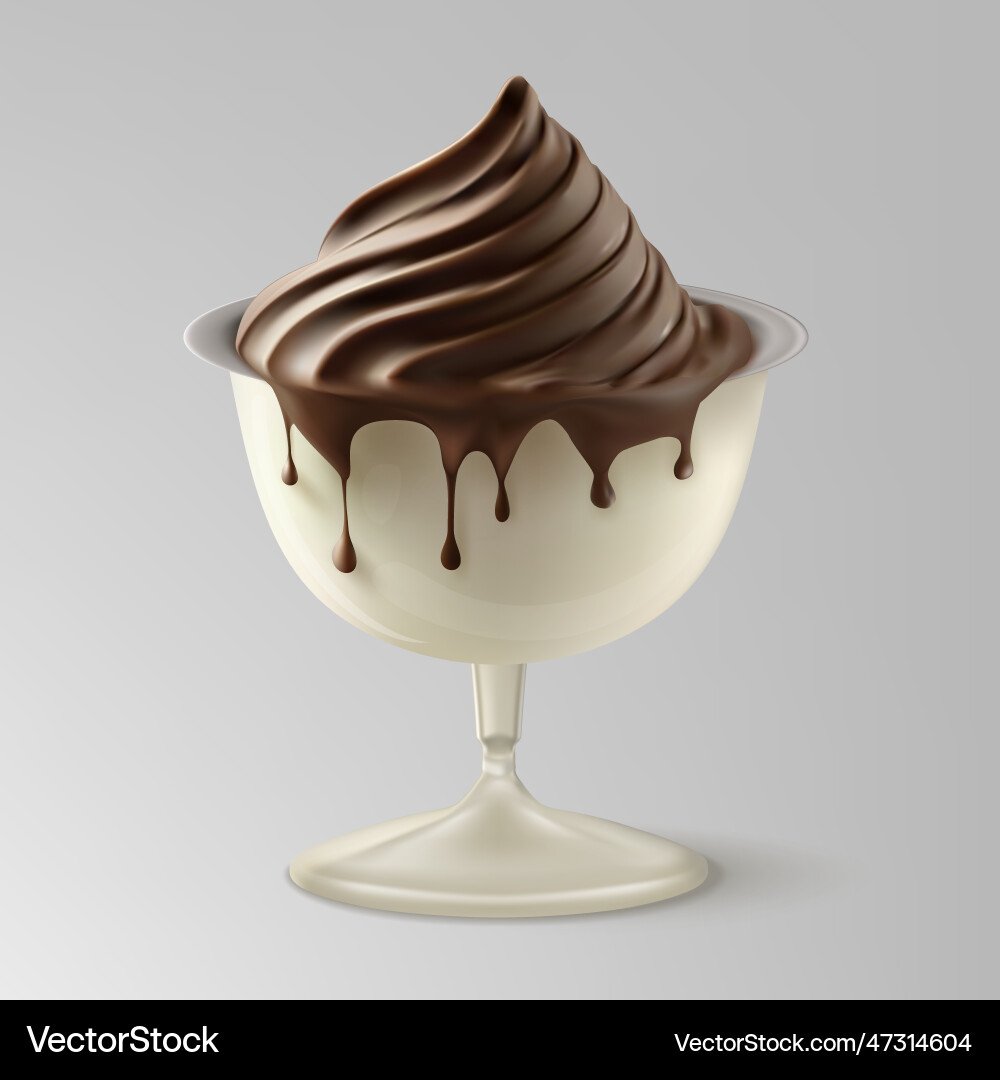 3d ice cream served in glass bowl Royalty Free Vector Image
