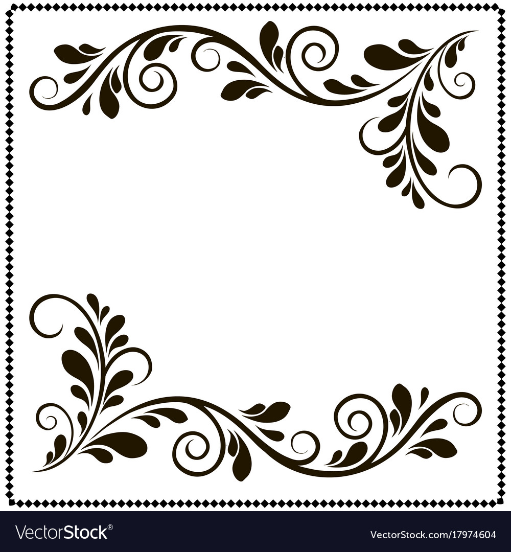 Frame Flower Border Design Black And White / Scalloped edge lace trim