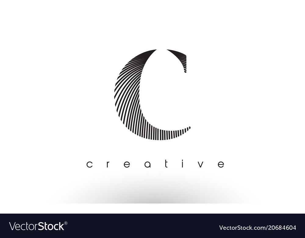 C logo design with multiple lines and black and Vector Image