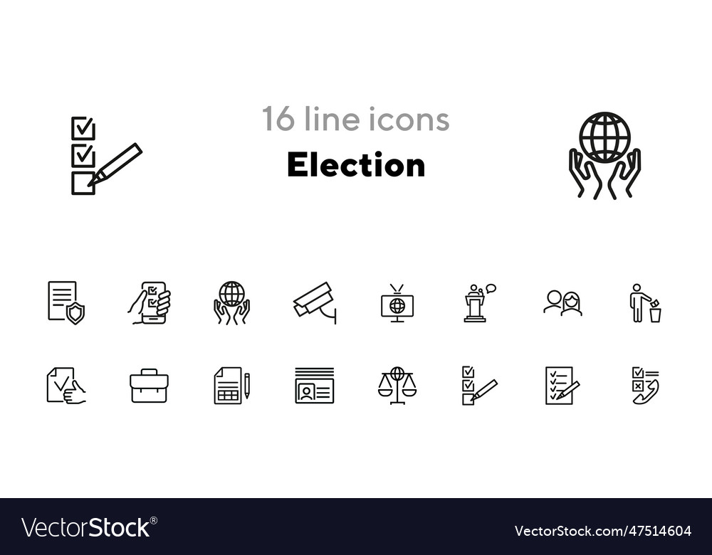 Election line icon set Royalty Free Vector Image