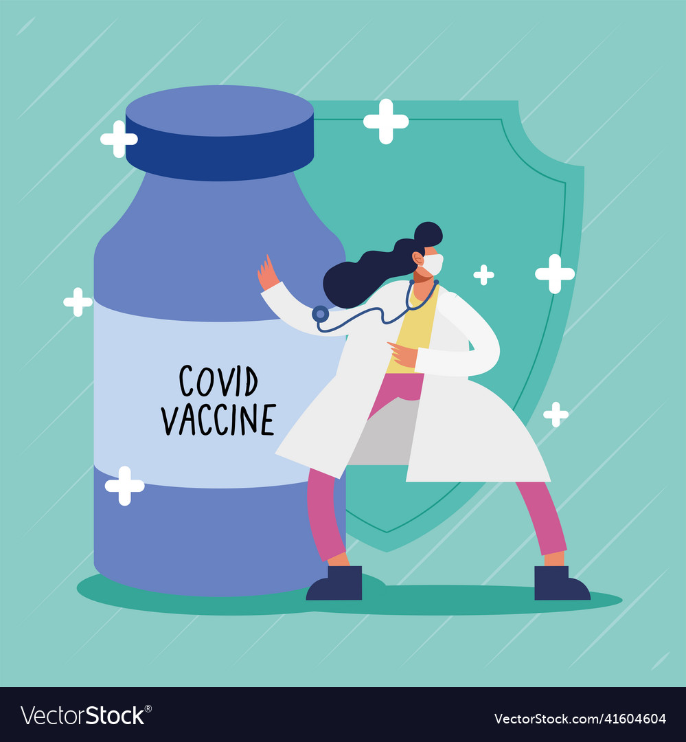 Female doctor and covid19 vaccine vial