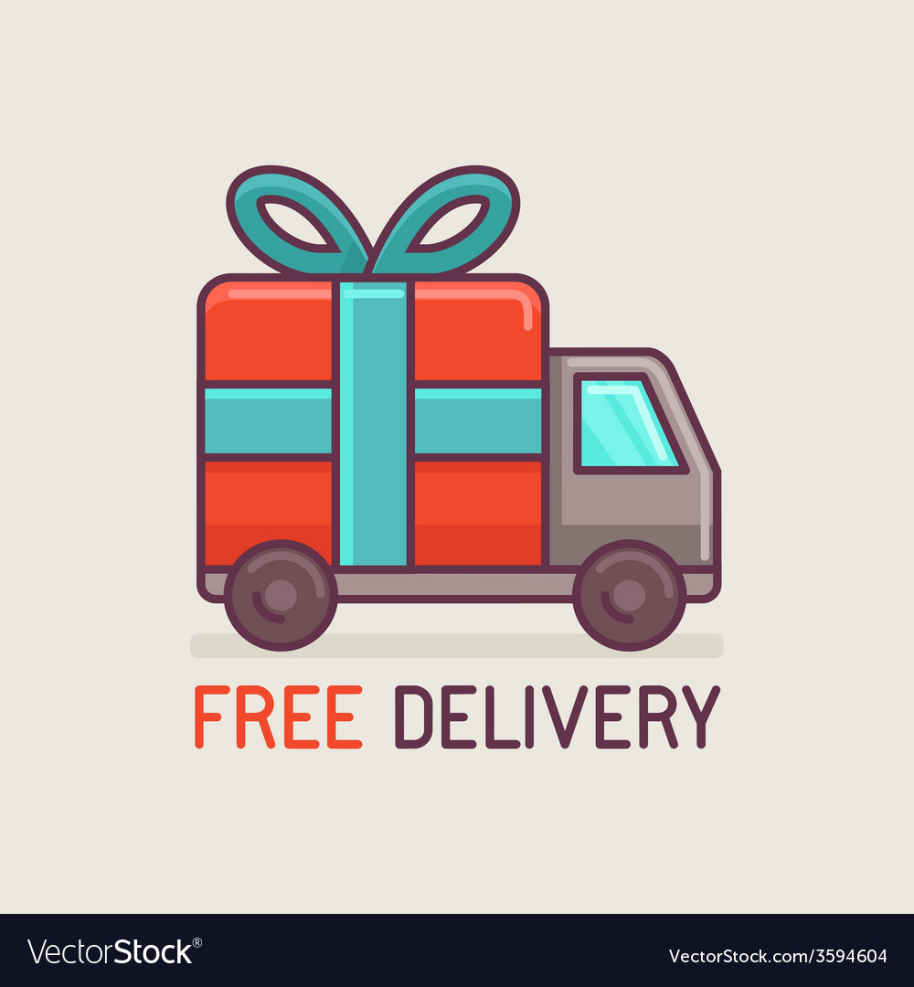 Free delivery concept in flat style Royalty Free Vector