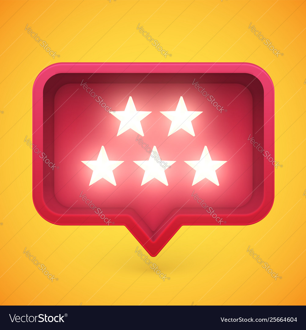 Glowing rating stars in speech bubble