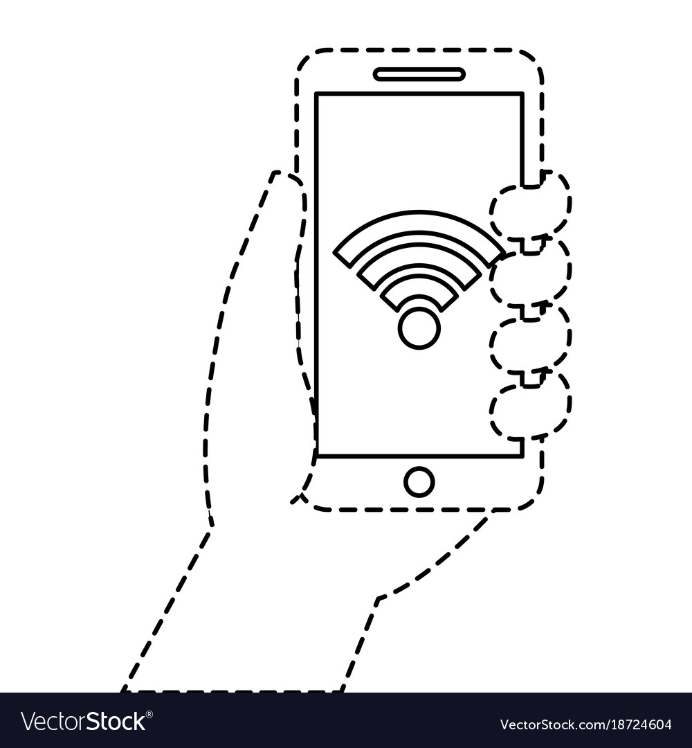 Hand holding smartphone connection wifi