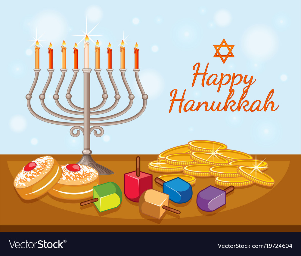 happy hanukkah card template with candles and vector image hannukah card