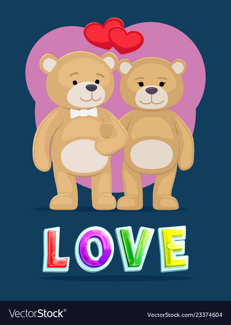 Love of fluffy bears poster Royalty Free Vector Image