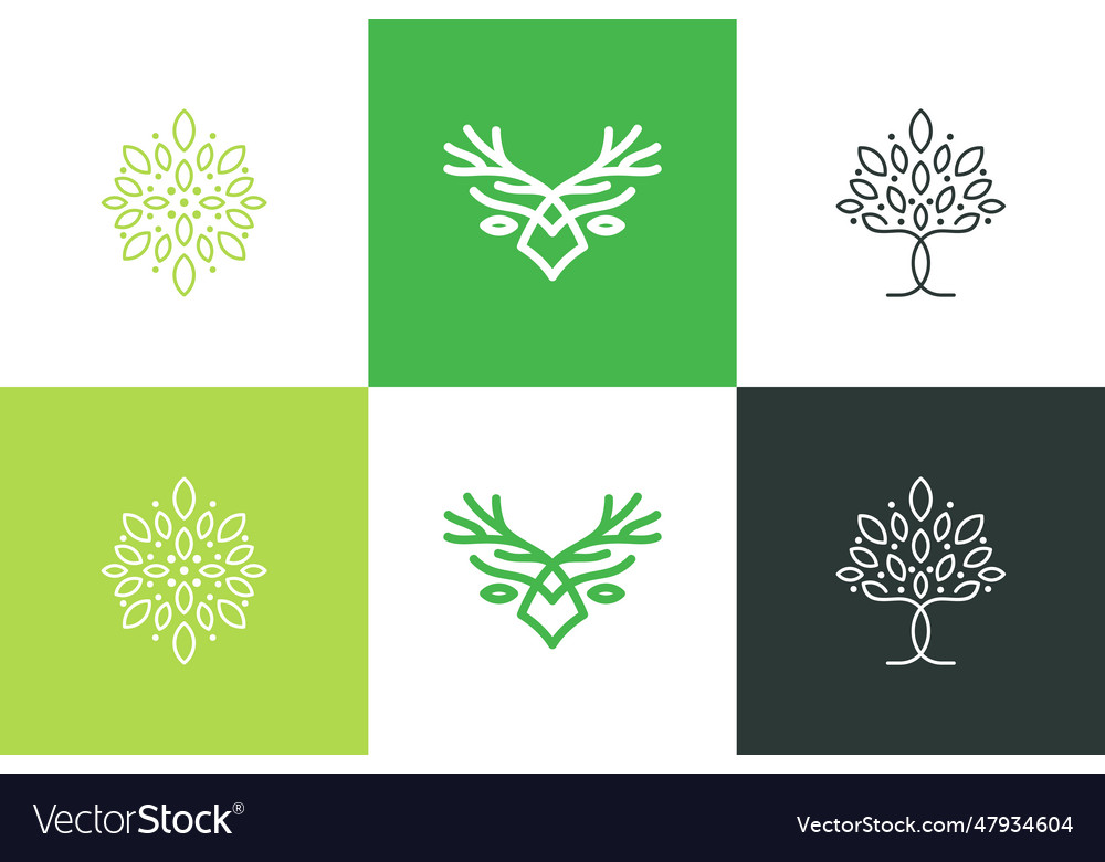 Nature logo design collection with creative Vector Image