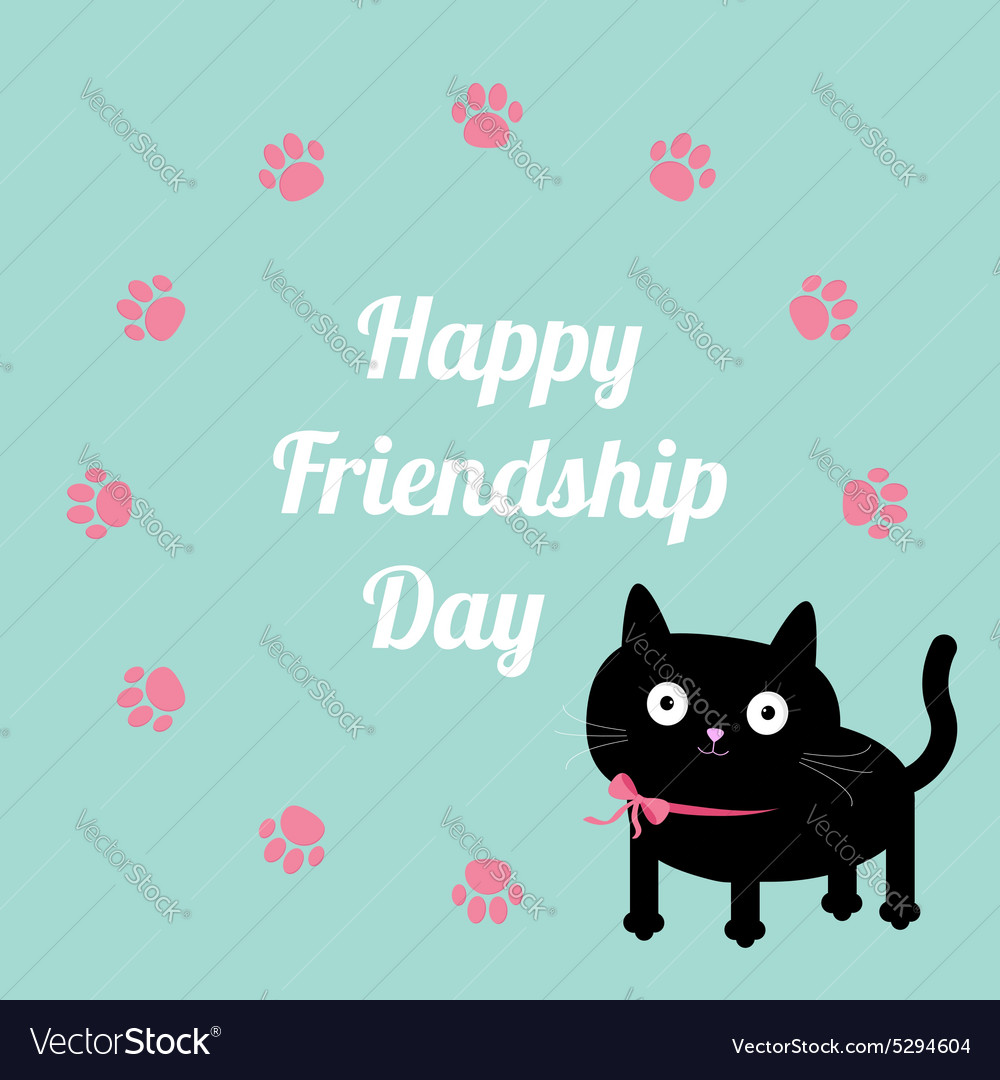 Pink cat paws happy friendship day flat