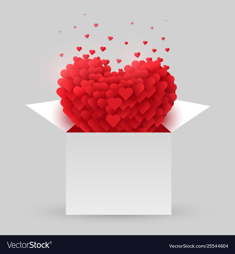 Red heart in an open box valentine day