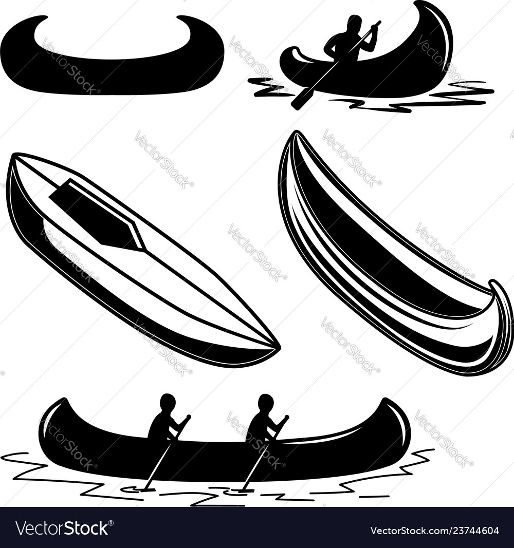 Set canoe icons design element for logo label Vector Image