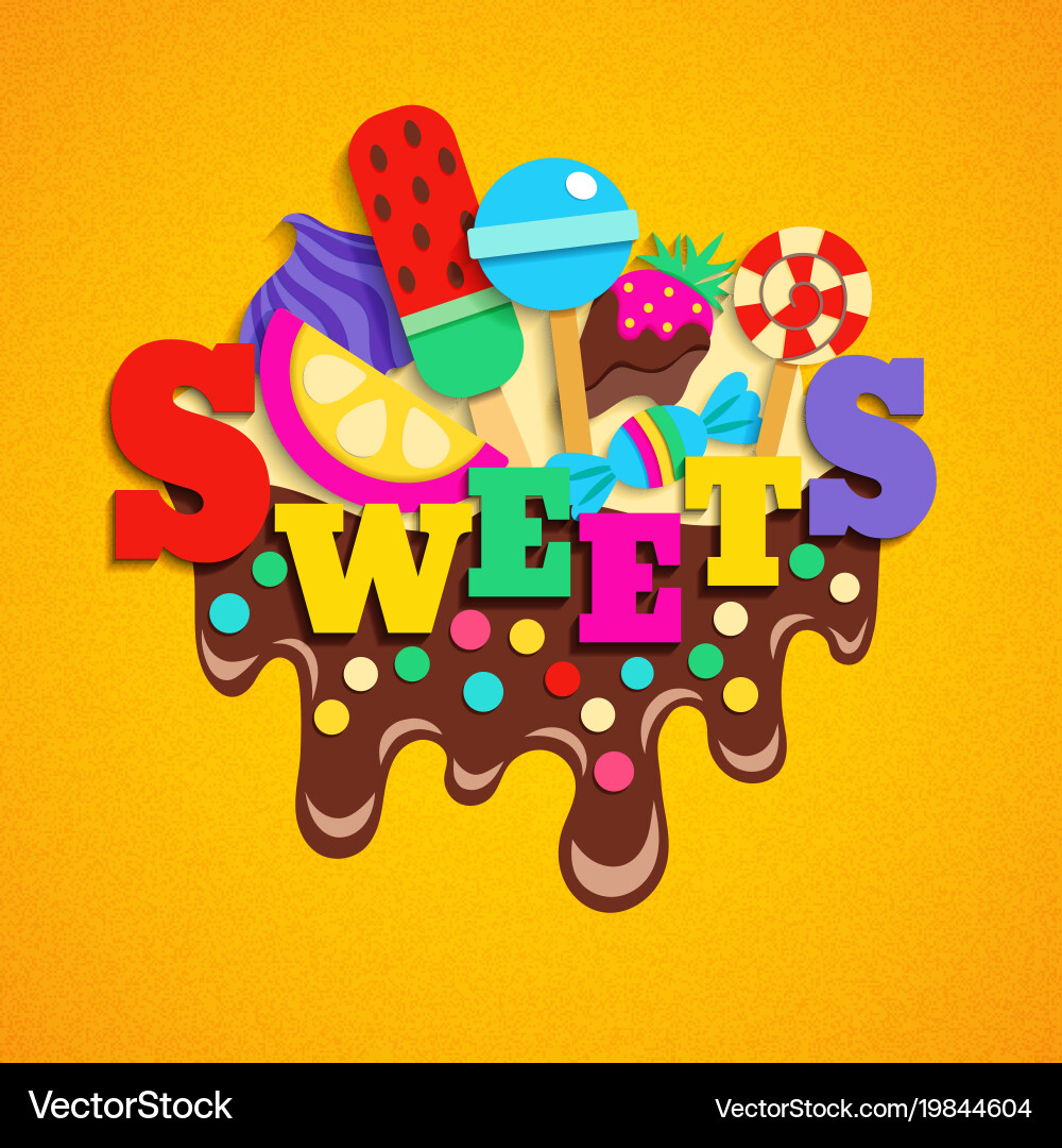 Sweets fastfood trendy colorful composition Vector Image