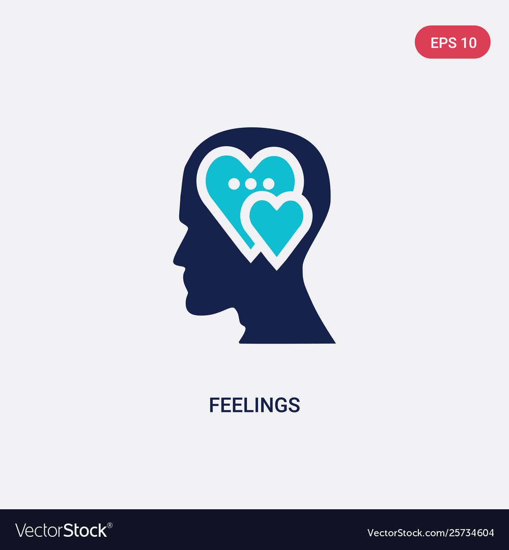 Two color feelings icon from brain process