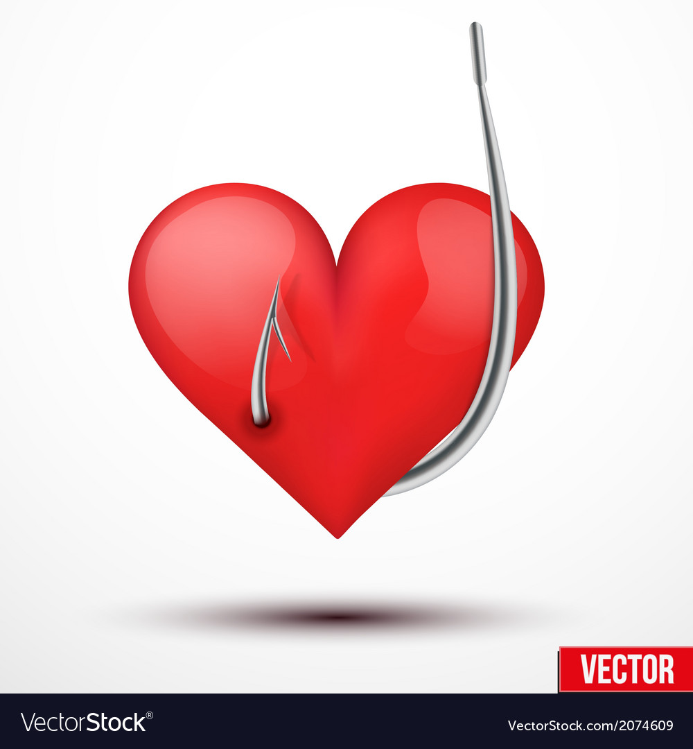 fishing hook heart vector