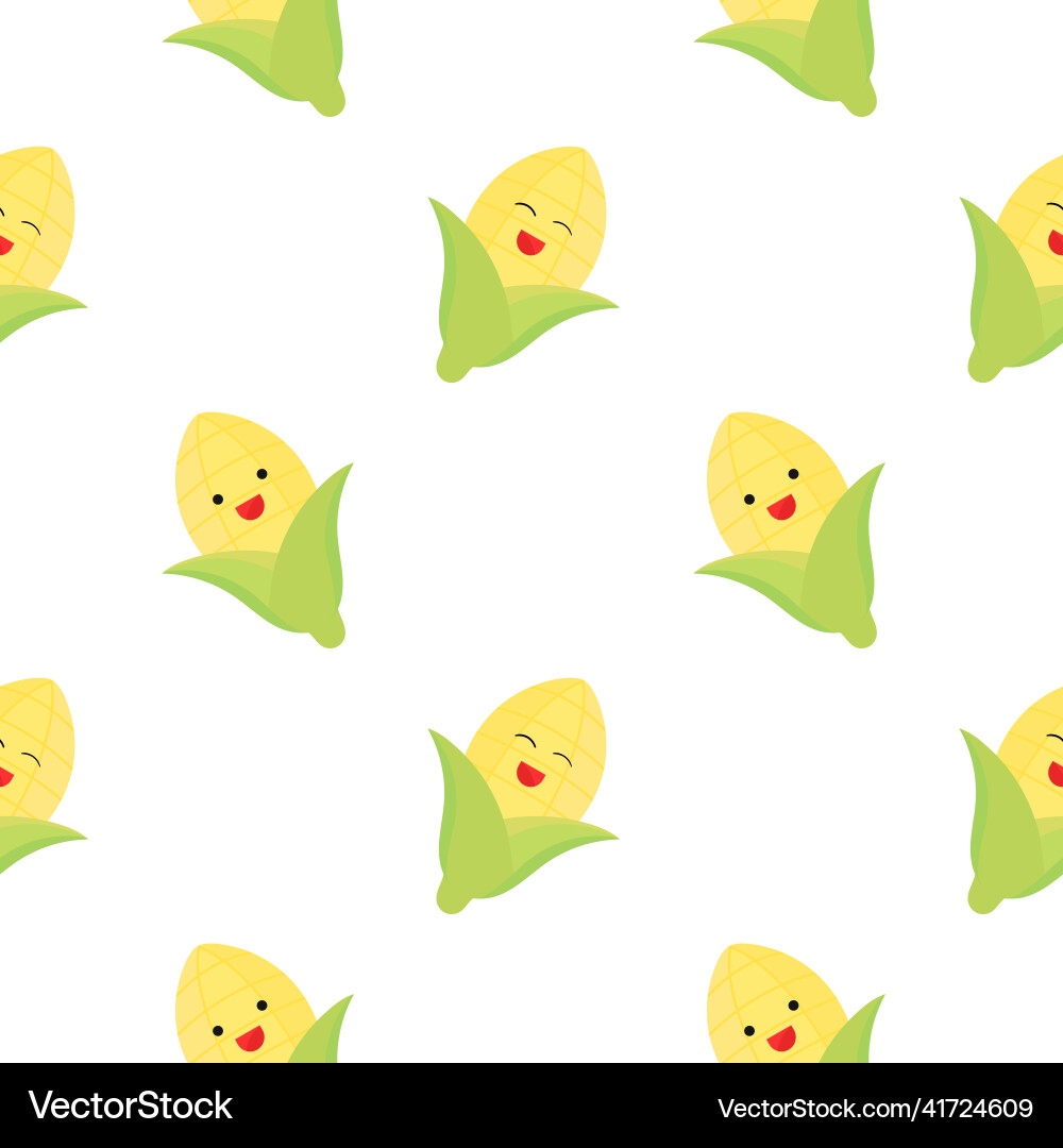 Corn seamless pattern with cheerful face Vector Image