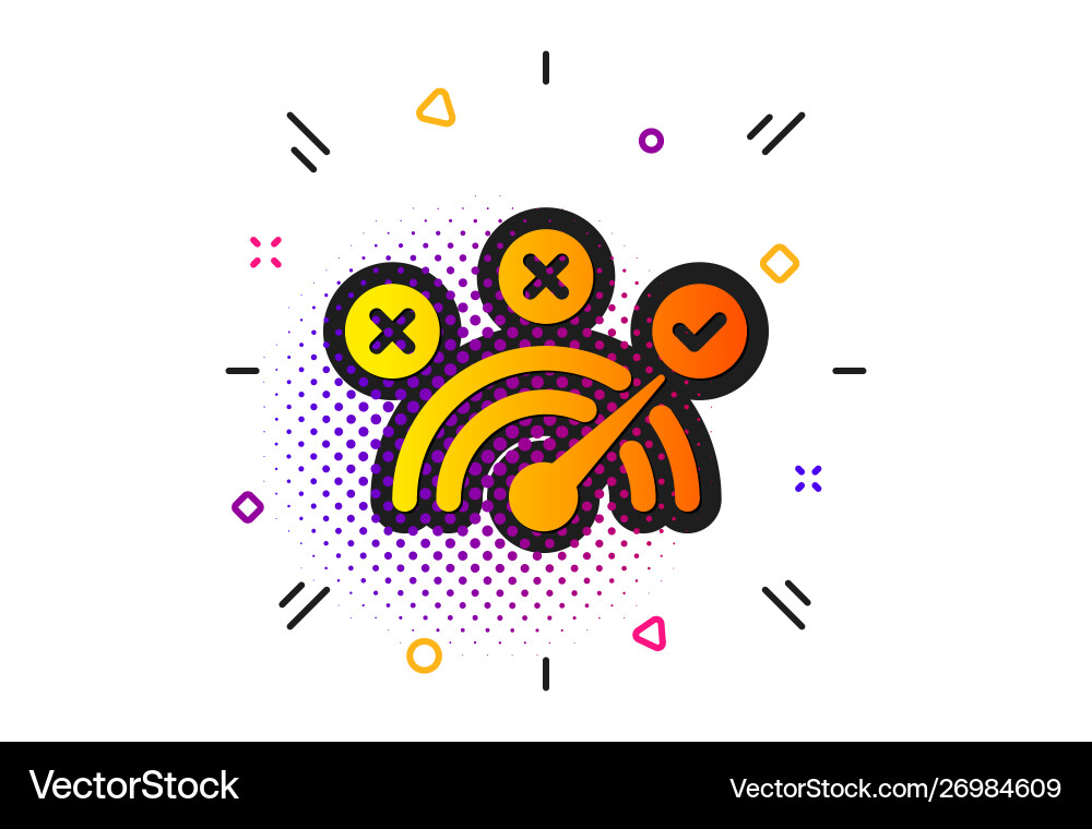 Correct answer icon speedometer concept sign Vector Image