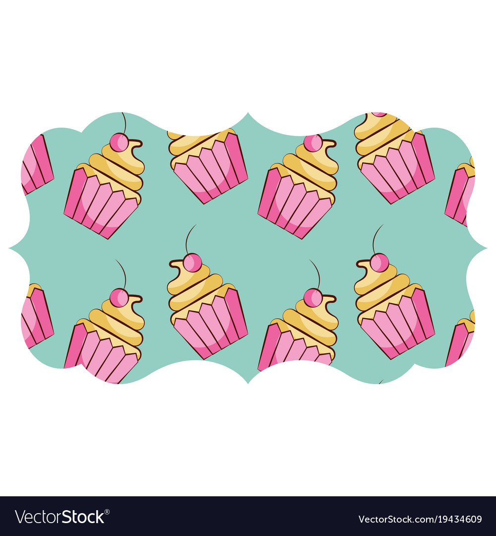 Frame with cupcake pattern background