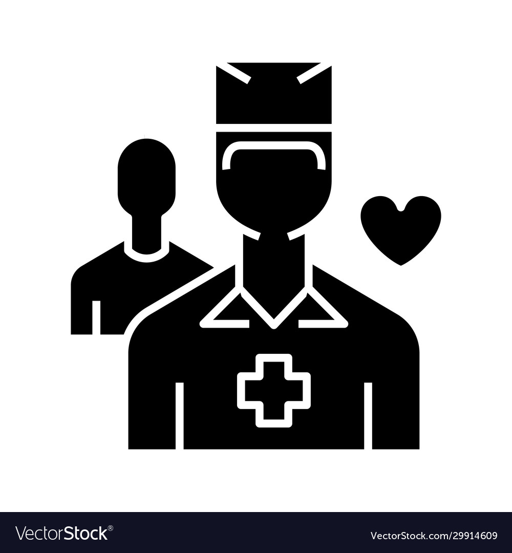 Health worker black icon concept Royalty Free Vector Image