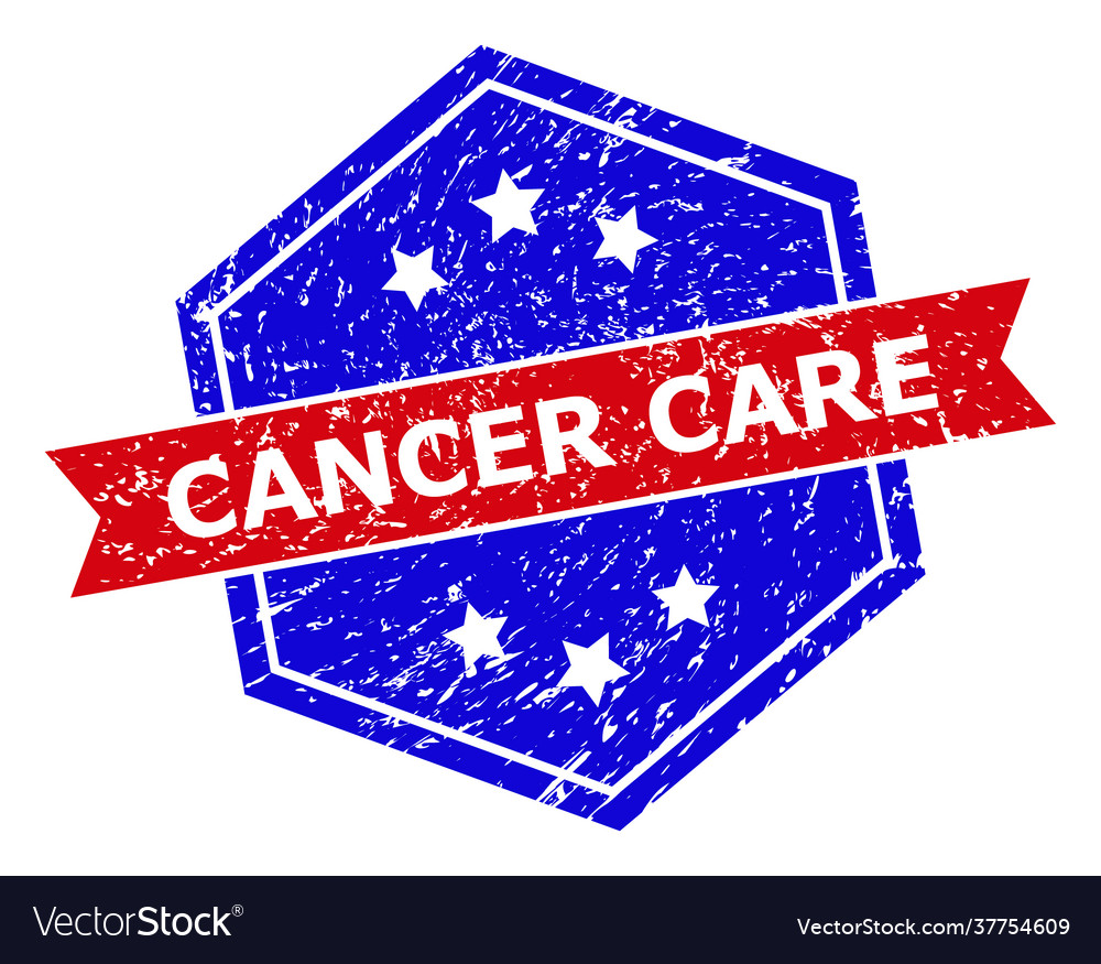 Hexagonal bicolor cancer care stamp with corroded