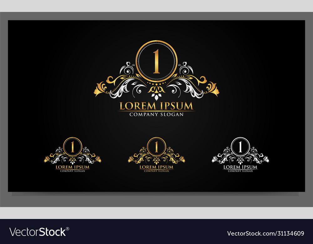 Luxury alphabets logo with golden badges design vector image Luxury alphabets logo with golden badges design