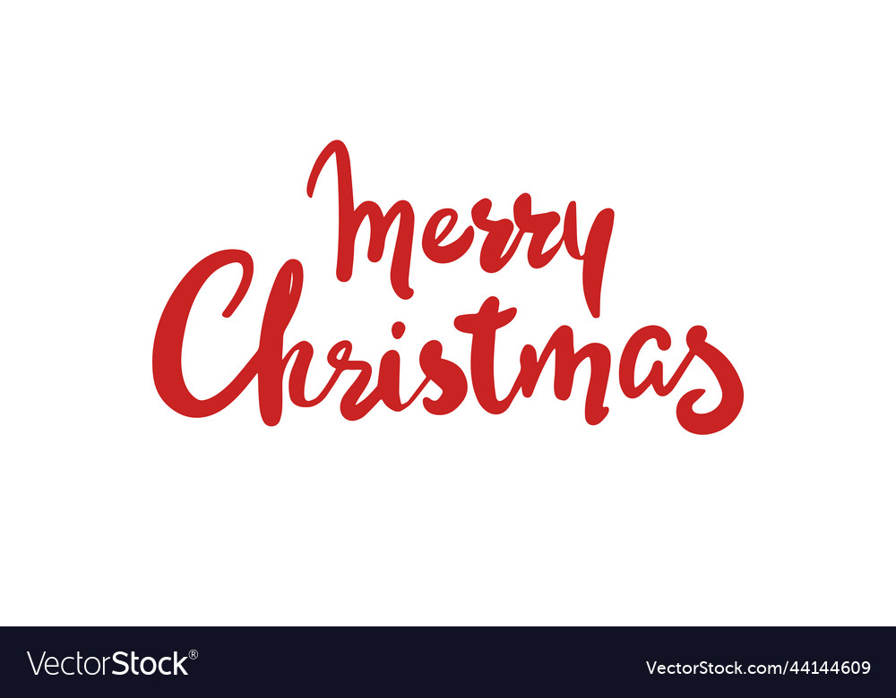 Merry Christmas Handwritten Red Letters Festive Vector Image