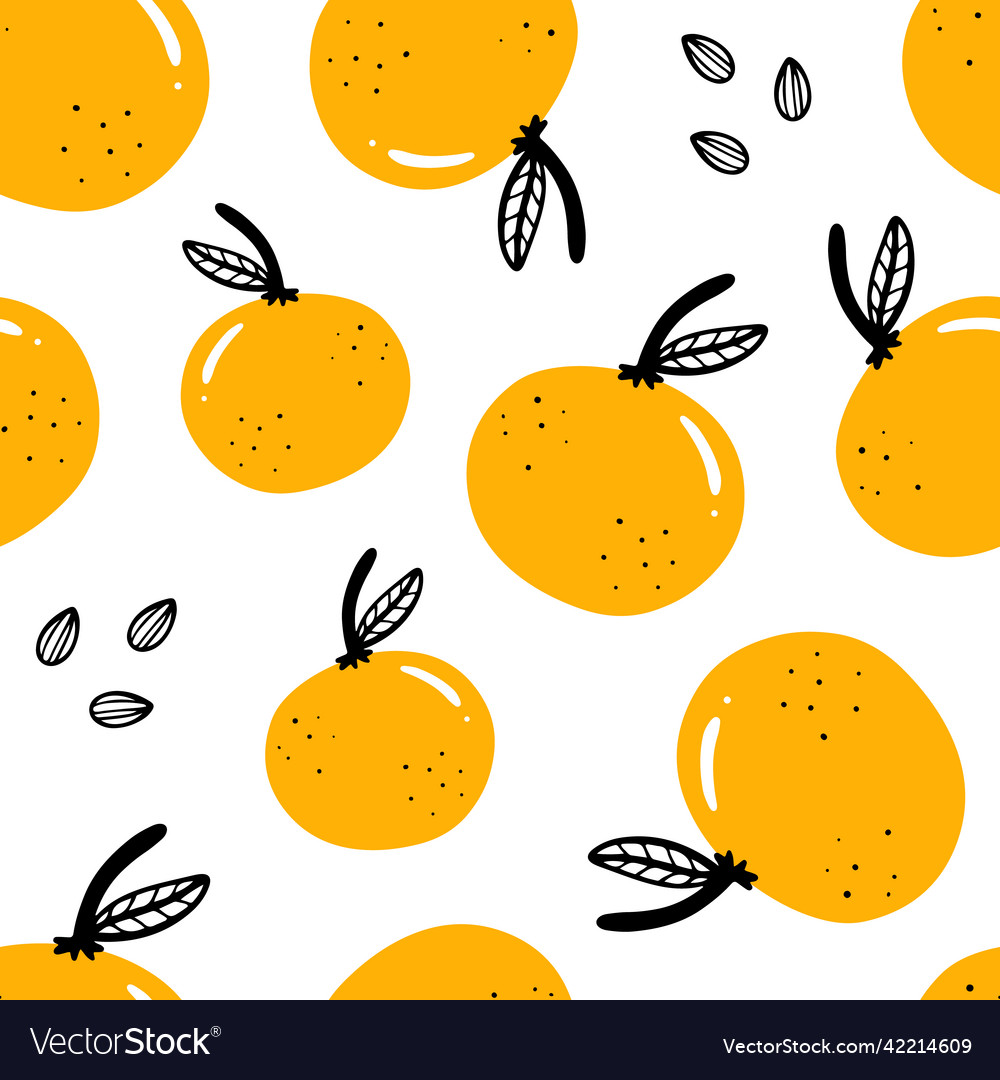 Oranges and seeds seamless pattern