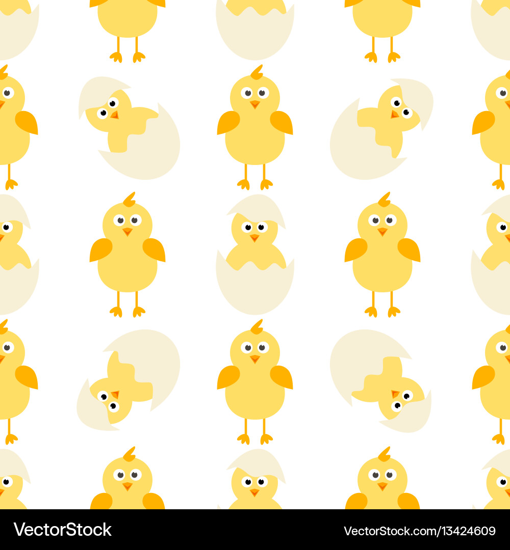 Pattern with little chickens Royalty Free Vector Image