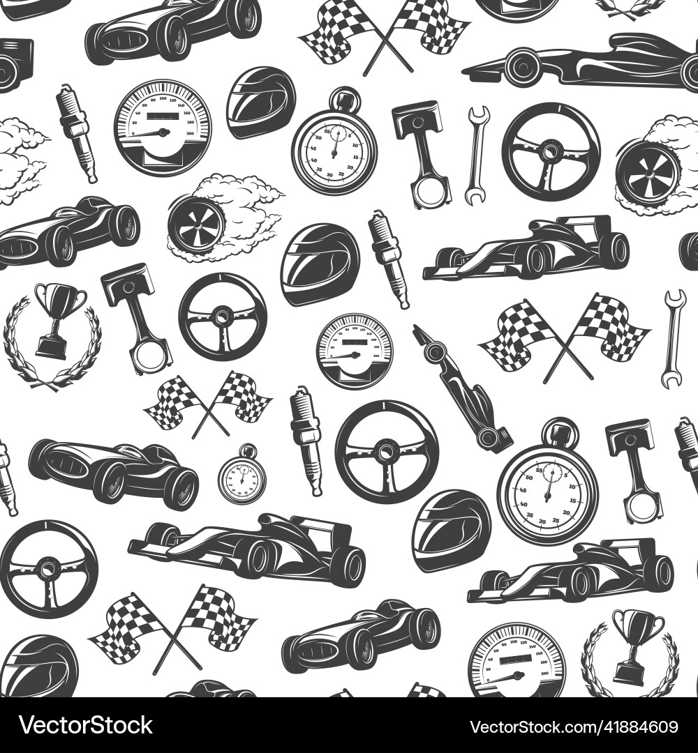 Racing Vector Pattern Racing emblems pattern Royalty Free Vector Image