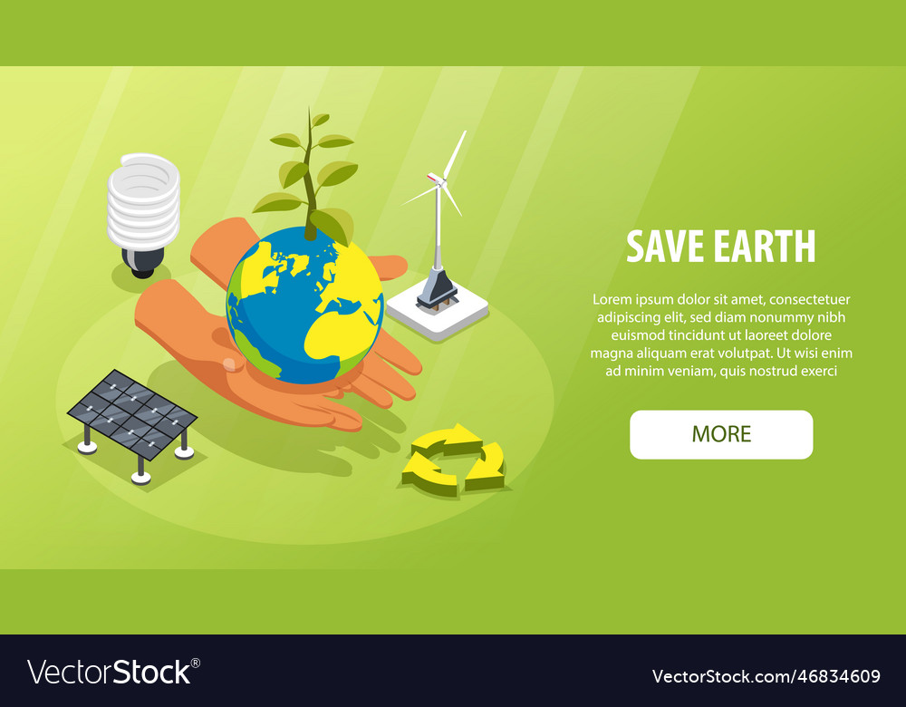 Save earth horizontal banner Royalty Free Vector Image