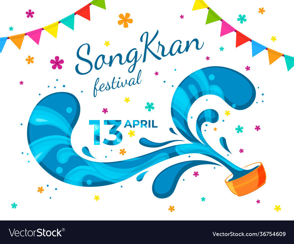 Songkran Background Amazing Color Water Festival Vector Image 8600