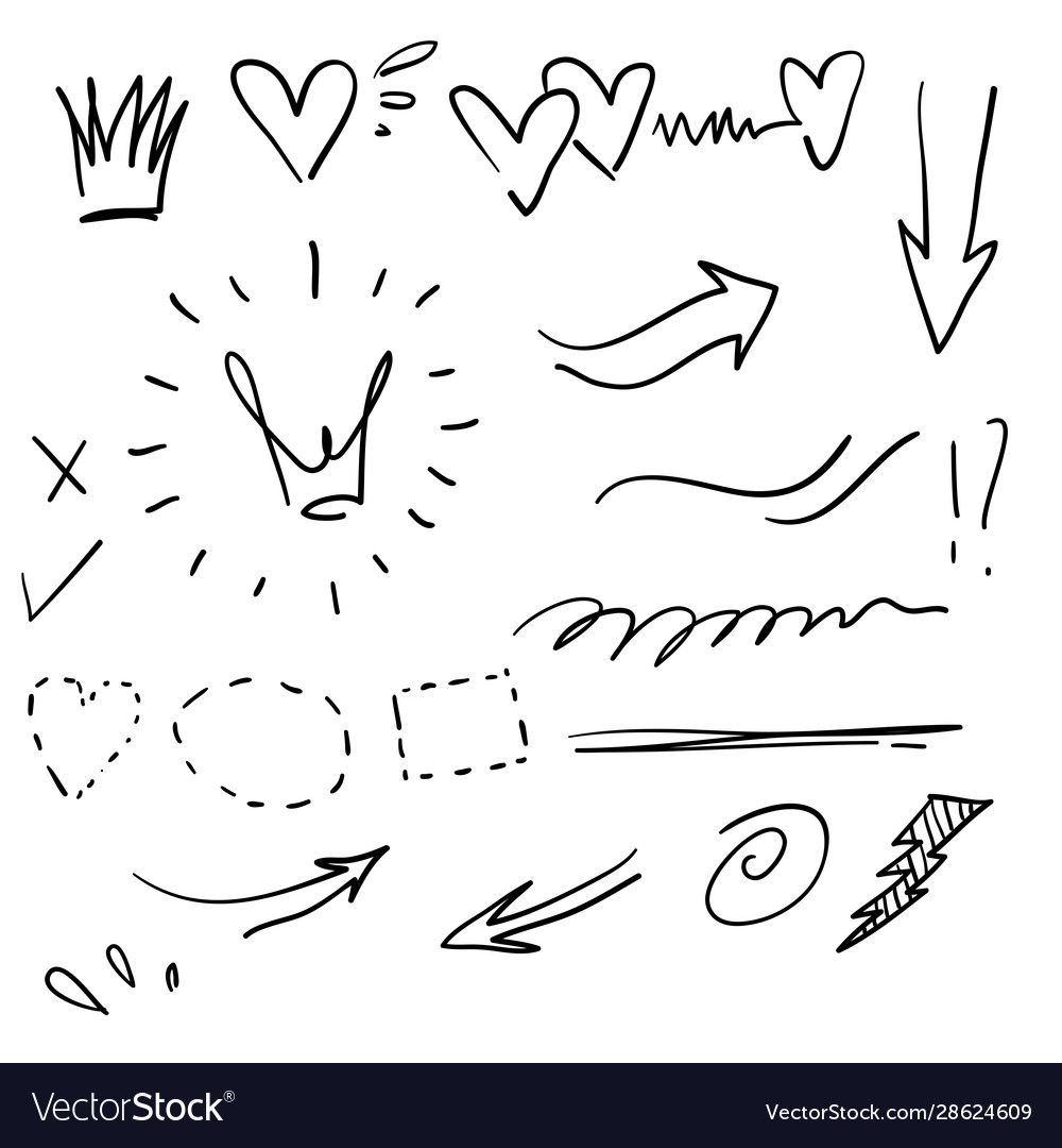 Swishes swoops emphasis doodles handdrawn style vector image Swishes swoops emphasis doodles handdrawn style