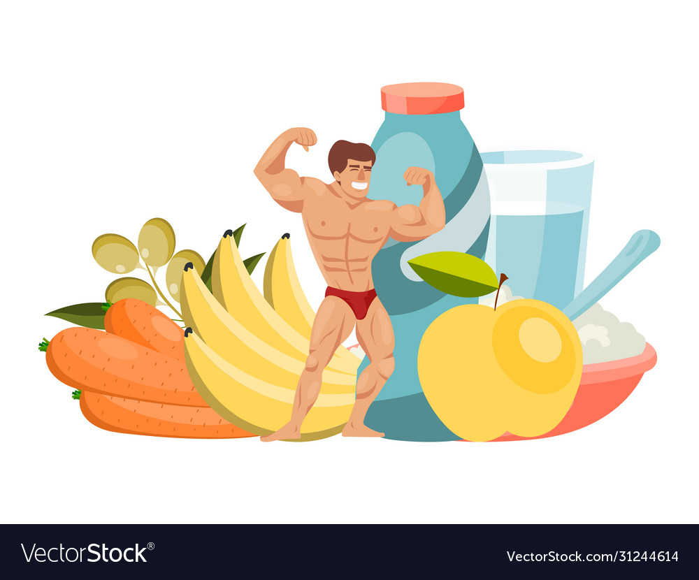 Beefy man athletic build character person healthy Vector Image