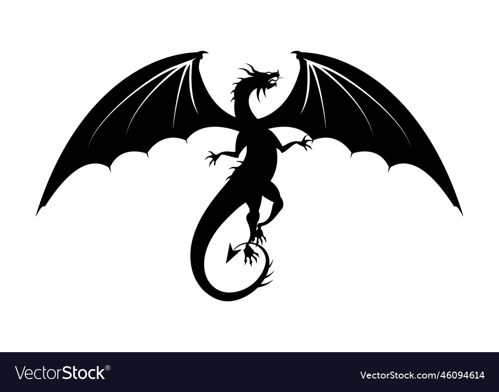 Black dragon clipart isolated on white background Vector Image