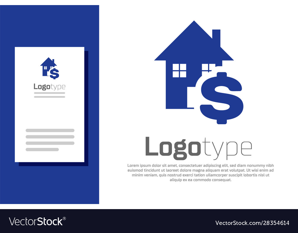 Blue house with dollar symbol icon isolated vector image Blue house with dollar symbol icon isolated