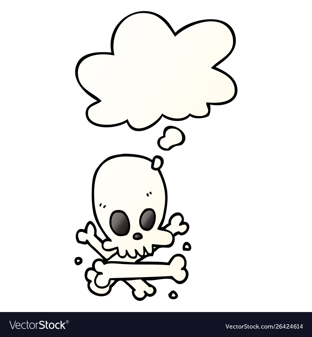 Cartoon skull and bones thought bubble Royalty Free Vector