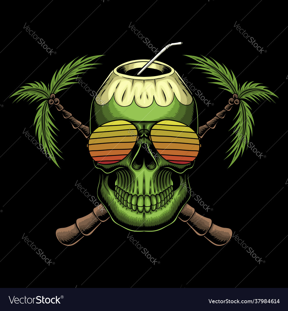 Coconut skull retro Royalty Free Vector Image - VectorStock