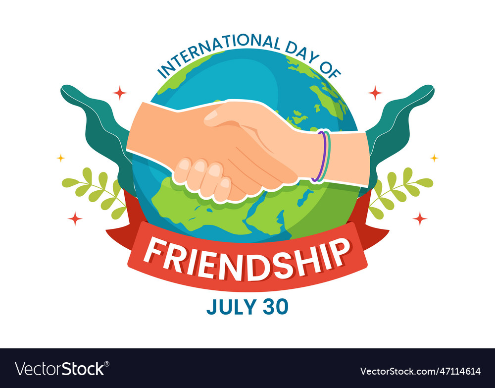 Happy friendship day with young boys and girls vector image Happy friendship day with young boys and girls