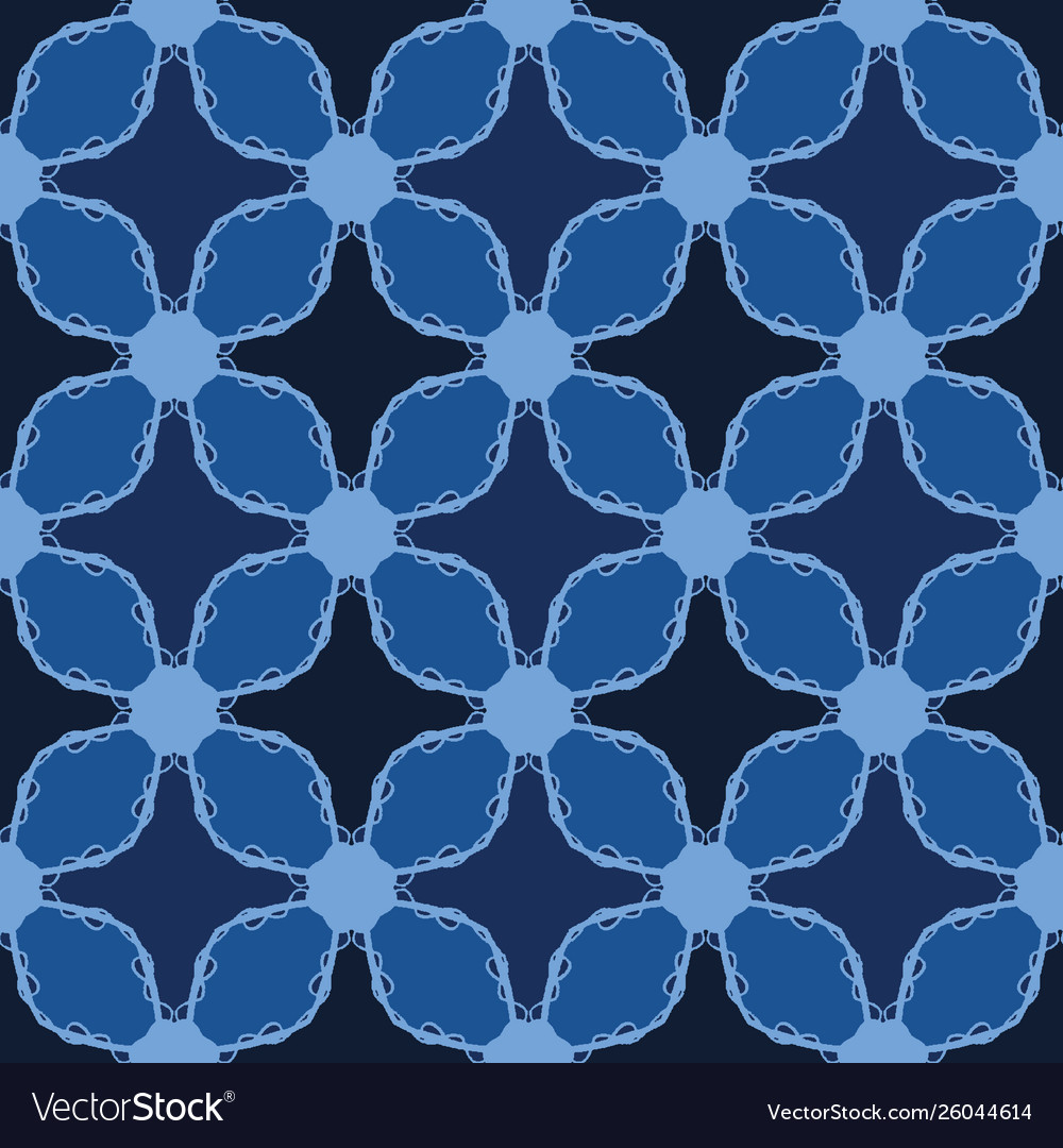 Indigo blue mosaic tile shapes pattern