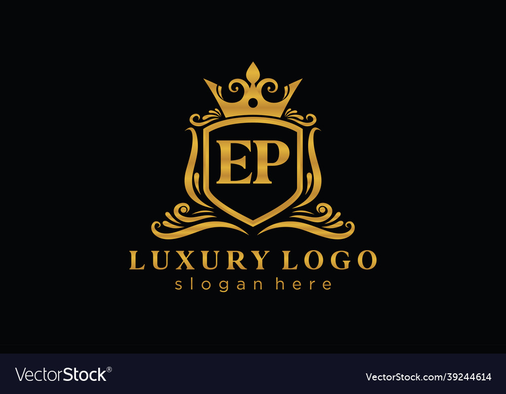 Initial Ep Letter Royal Luxury Logo Template Vector Image