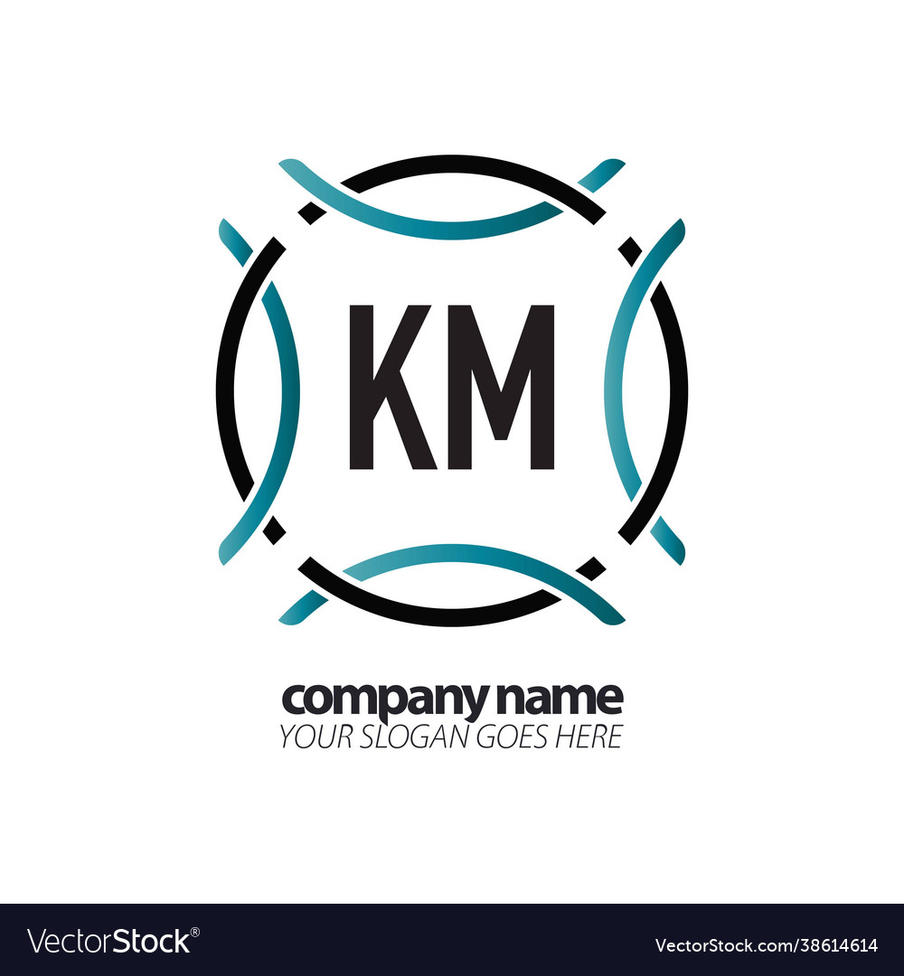 Initial letter km circle sport logo design Vector Image