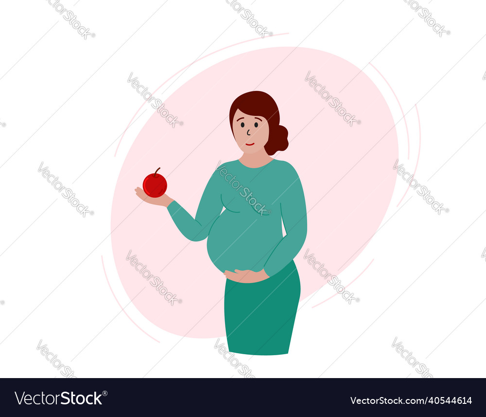 Pregnant woman holding apple in hand pregnancy