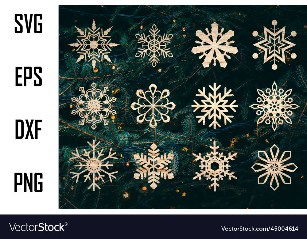 Set of 12 christmas snowflake ornaments