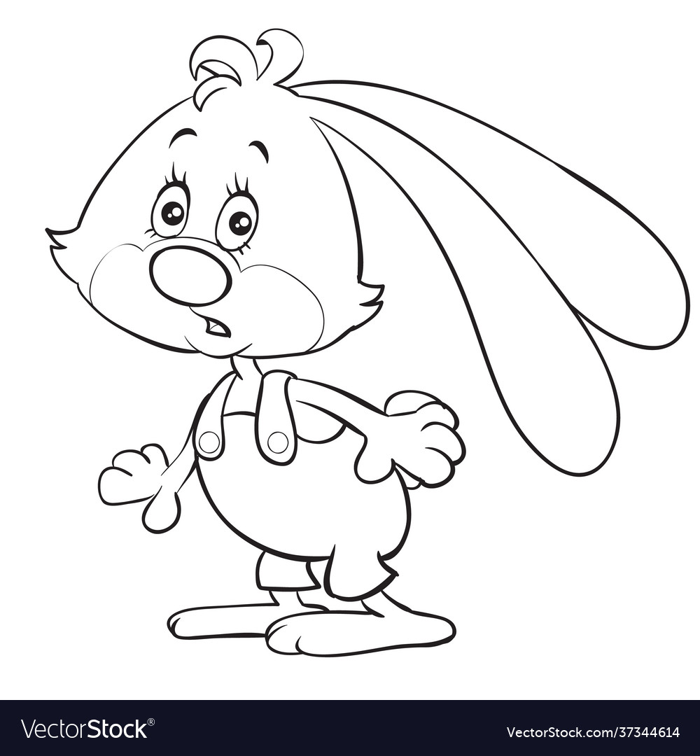 Sketch a character hare in overalls Royalty Free Vector