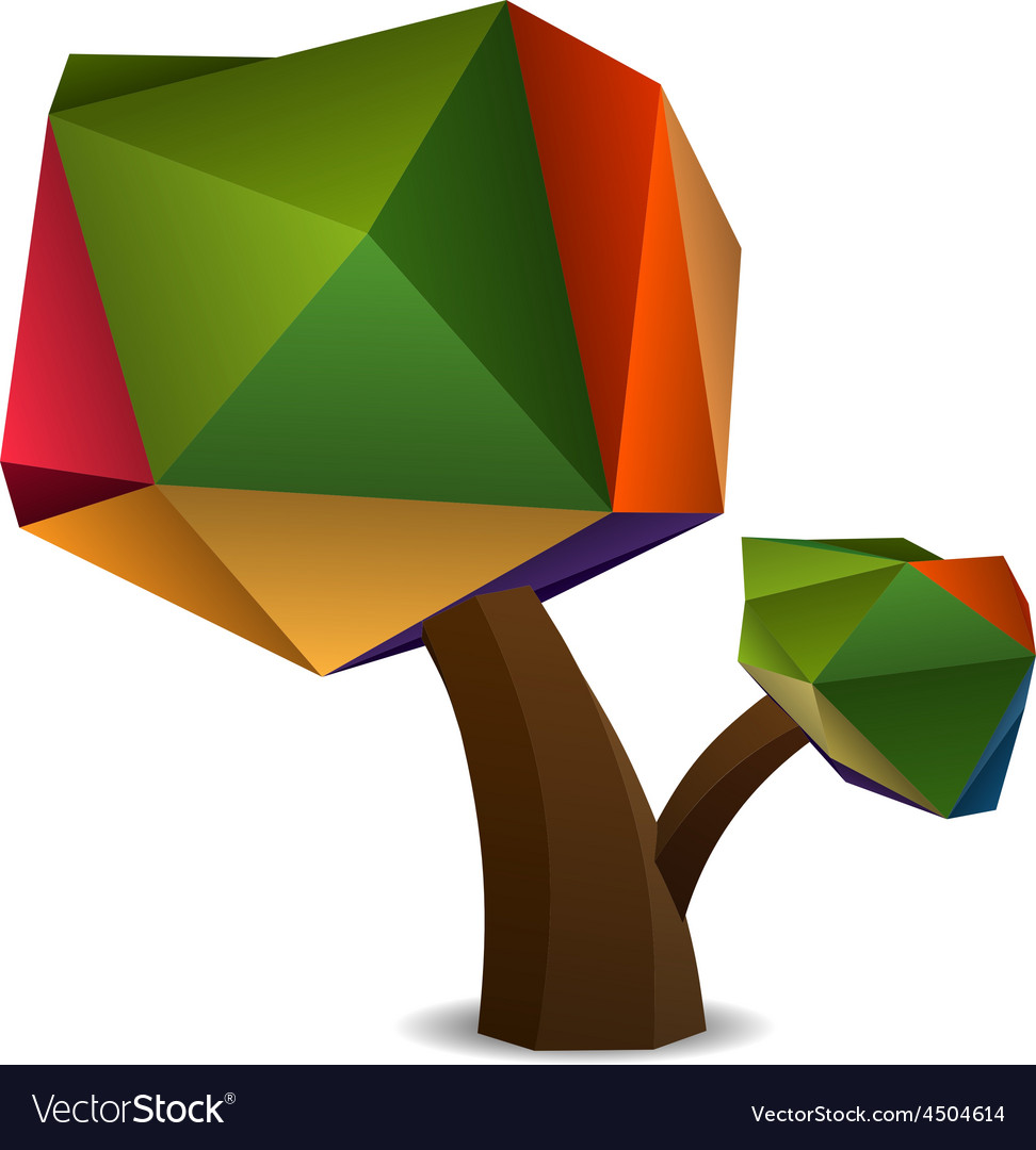 Stylized low poly tree Royalty Free Vector Image